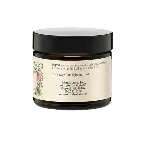 Wise Woman Herbals All-Purpose Salve, Herbal Balm with Calendula & Comfrey, Soothes Dry, Irritated Skin, Postpartum Skin Care, Nourishing Skin Support for All Ages, Non-GMO, 2 oz Jar
