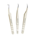 Lash Tweezers for Eyelash Extensions,Stainless Steel Lash Extension Tweezers for Easy Application and Removal-W01+05+07