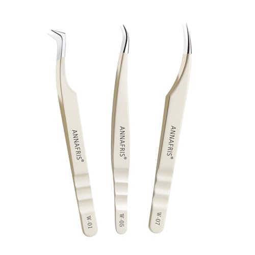 Lash Tweezers for Eyelash Extensions,Stainless Steel Lash Extension Tweezers for Easy Application and Removal-W01+05+07