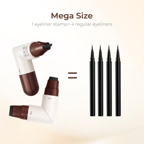 SACE LADY Dual-Ended Eyeliner Stamp, Foldable Eyeliner Stamp Pen for Perfect Wings Cat Eyes ? Long Lasting, Waterproof, Smudge-Proof, Quick & Easy Winged Eyeline Tool (02 Brown)