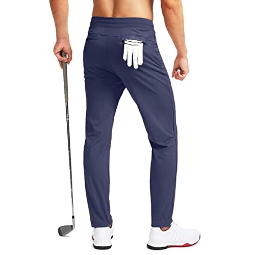 Pudolla Men's Golf Pants Stretch Sweatpants with Zipper Pockets Slim Fit Work Casual Joggers Pants for Men