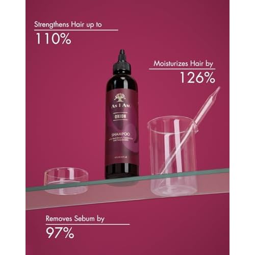 As I Am Onion Shampoo - 8 oz - with Red Onion, Ceramides & Isoquercetin - Helps Support Healthy Hair Growth