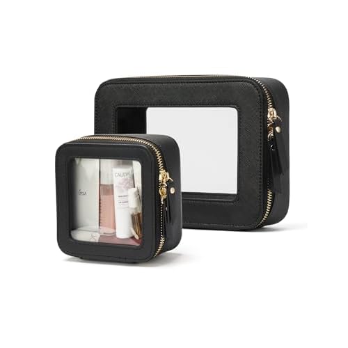 Popvibe Clear Makeup Bag Travel Cosmetic Case Transparent Toiletry Bag with Zipper, Portable Make Up Organizer Traveling Compact Car Bag for Essentials
