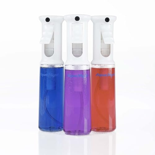 Creative Mark AquaMyst 300 ml Continuous Mist Spray Bottle - 2-Pack - Ergonomic Plant Mister - Water Mister Spray Bottle w/Pre-Compression Technology, Drip-Free 0.3 mm Nozzle, Clear 10.14 oz Bottles
