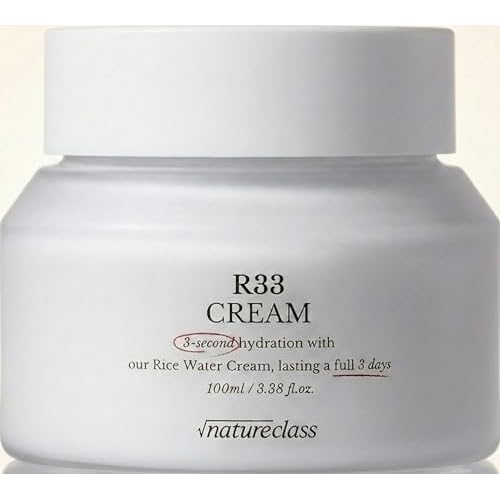 R33 Rice Face Moisturizer Korean Skincare Glass Skin Squalane Niacinamide Hyaluronic Acid Barrier Cream Night Cream Dry Sensitive Skin Fragrance Free 100ml 3.38 fl oz