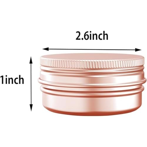 2 Ounce Aluminum Tin Jar with Screw Cap 60mL Tin Cans Refillable Containers for Cosmetic, Lip Balm, Cream, Lotion, Balms, Spices, Salve, Rose Gold 40 Pcs