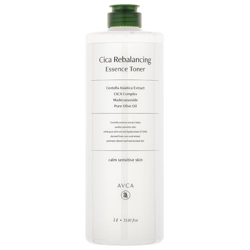 AVCA CICA Rebalancing Essence Facial Toner - Korean Toner with Centella Asiatica for Hydrating & Soothing, ph5.5 Trouble Care, Korean Skin Care (1L/33.8fl.oz.)
