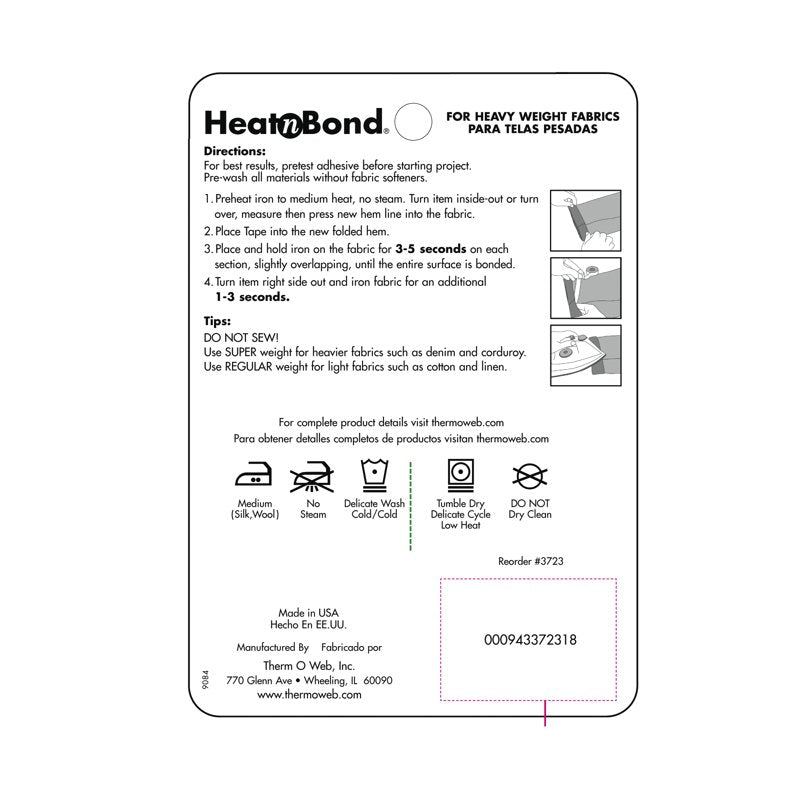 Heavy Weight Hem Iron-On Adhesive Tape for Fabrics 3 Pack - White
