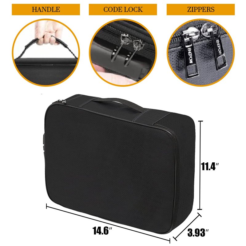 Fireproof Waterproof Document Bag with Lock - Large Capacity Safe Storage Case