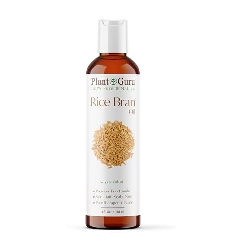 Plant Guru Rice Bran Oil 4 fl. oz. ? 100% Pure & Natural Carrier Oil for Skin, Face, Body, and Hair Moisturizing. Great for DIY Creams, Lotions, and Lip Balms.