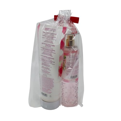 Bath & Body Works GINGHAM GORGEOUS Fine Fragrance Mist & Moisturizing Body Wash 2-piece Gift Set with a Red Bow for Holiday ? Full Size