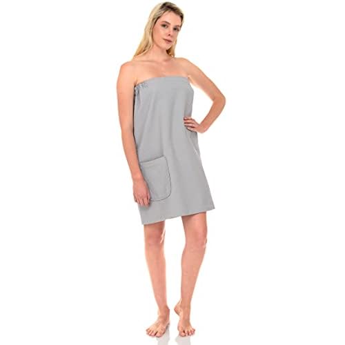 TowelSelections Womens Shower Wrap Adjustable Waffle Bath Wrap Spa Cover-up