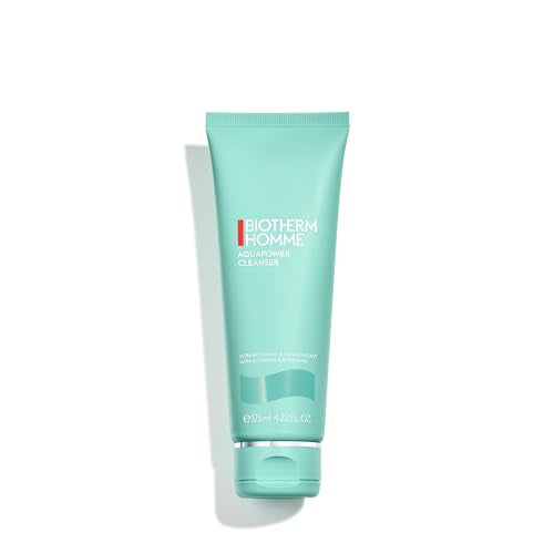 Biotherm Homme Aquapower Cleanser for Oily and Dry Skin with Oligo Elements, Delivers a Clean, Fresh, and Hydrated Complexion, Suitable for Shaving Prep, Tube, 4.2 Fl. Oz.