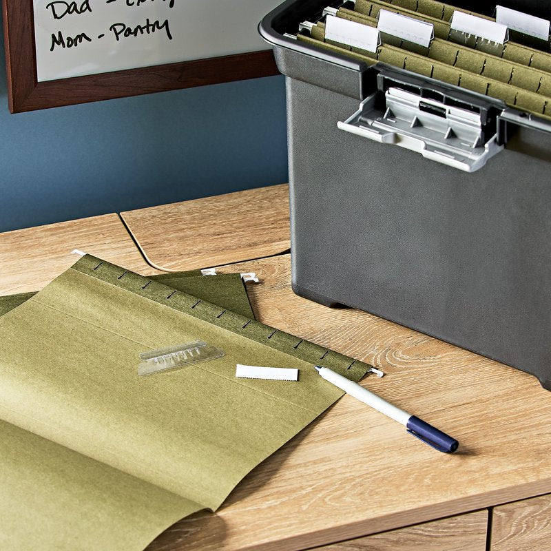 Letter Size Hanging File Folders - Green, 12 Pack Office Organization
