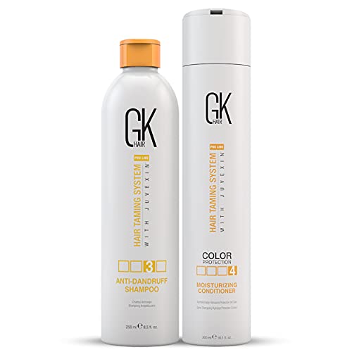 GK HAIR Anti Dandruff Shampoo 8.5 Fl Oz & Moisturizing Conditioner for Color Treated Dry Damage Curly Frizzy Thinning 10.1 Fl Oz