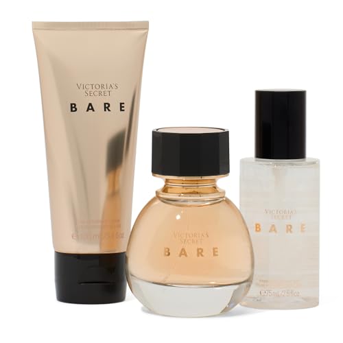 Victoria's Secret Bare 3 Piece Luxe Fragrance Gift Set: 1.7 oz. Eau de Parfum, Travel Lotion & Shimmer Mist