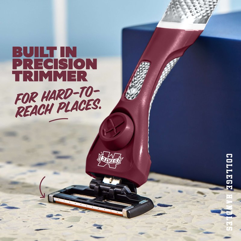 College 6-Blade Razor Starter Set with Custom Team Colors - Grooming Kit
