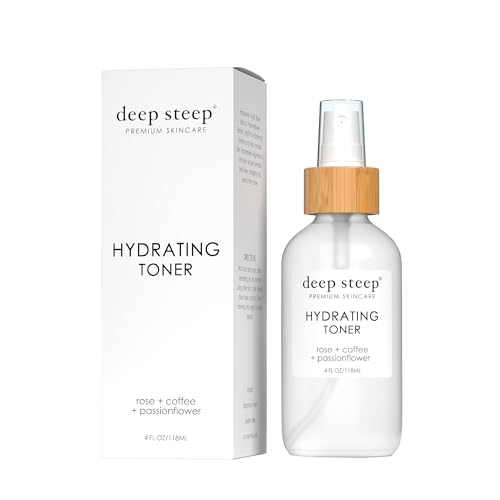 Deep Steep Hydrating Toner, 4 oz ? Cooling Facial Mist with Witch Hazel, Rose Water, Hyaluronic Acid, Aloe Vera & Glycerin ? Vegan, Clean Beauty Skincare, Hydrated & Balanced Skin