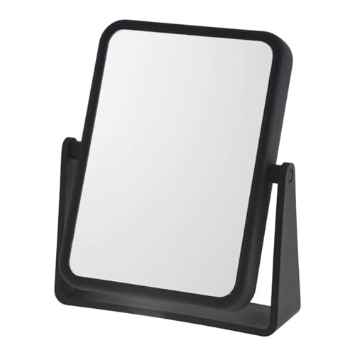 Danielle Creations Rectangle Soft Touch Vanity Mirror, Black, 1x/7x Magnifying Makeup Mirror with Stand, Portable Tabletop Bathroom or Desk Mirror