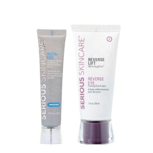 INSTA-TOX Facial Firming Wrinkle Smoothing Serum & Reverse Lift Firming Eye Cream Set - Tightener for Lines, Deep Wrinkles and Pores - Temporary Lift for Face and Eyes - Serious Skincare
