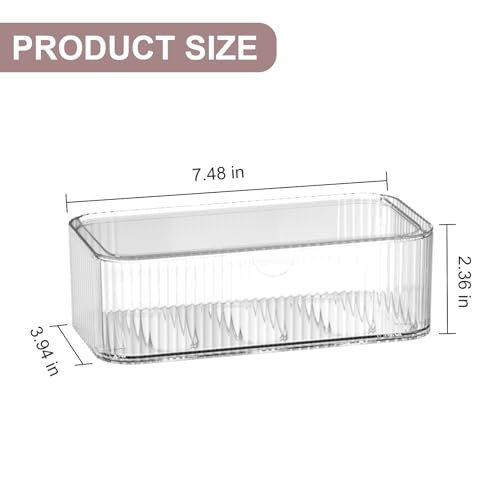 8-Pack Clear Stackable Storage Drawers with 16 Non-Slip Silicone Feet, Multi-Purpose Cosmetic & Home Organizers for Vanity, Office, Bathroom, Pantry, Easy-Pull Transparent Acrylic Storage Bins