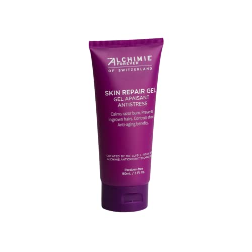 Alchimie Forever Skin Repair Gel | Oil Free Gel for Post Shave Care of the Face and Body with Rosemary and Turmeric | Soothing, Restorative, Anti-Aging Benefits | Reduces Ingrown Hairs | 3 fl oz