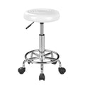 VECELO Hydraulic Salon Stool with Wheels, Height Adjustable PU Leather Swivel Seat, 300 lb Capacity (White)