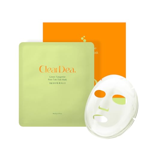 Green Tangerine Pore Tok-Tok Sheet Mask (3-in-1 Bio-Cellulose Gel) (Eosidin Care) ? Pore Care, Sebum Control, Collagen Peel Off Facial Skincare for Deep Cleansing & Smooth Skin, 4 Sheets