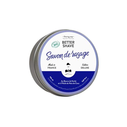 Better Shave Shaving Soap Puck | Vegan Luxury Dense, Rich & Creamy Lather Smooth Glide Traditional Wet Shave Cream Soap with Dense Lather, Grooming Routine Gifts Made in France 150ml