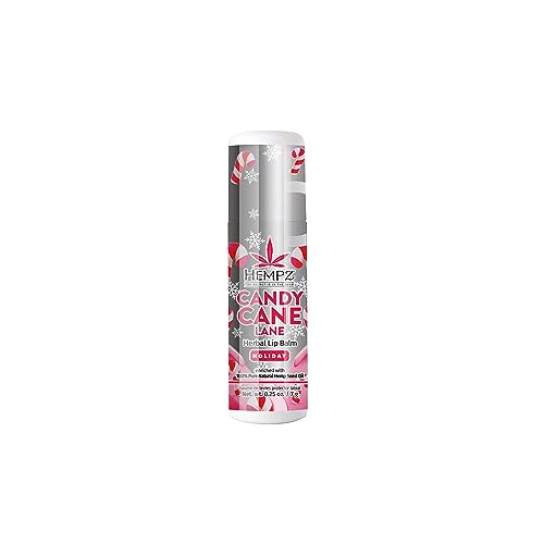 Hempz Limited Edition Candy Cane Lane Lip Balm (.25 Oz) ? Holiday Scented Travel Sized Moisturizing Lip Balm for Women & Men, Chapstick Moisturizer for Combatting Dry or Very Dry Lips