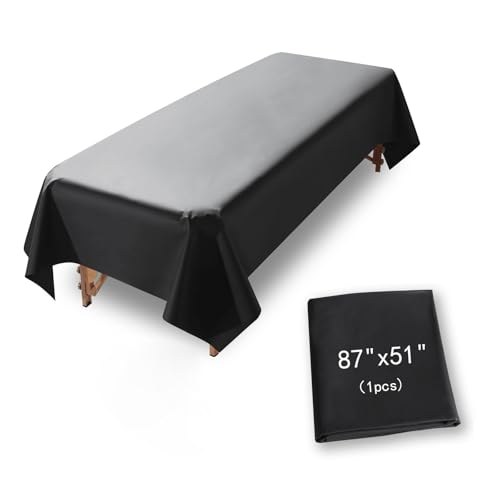 Reusable Massage Table Sheets, 87" x 51" Waterproof Massage Bed Cover PVC Wax Mat Pad Esthetician Bed Covers for Therapy Tattoo Beauty Salon SPA (Black,1pc)