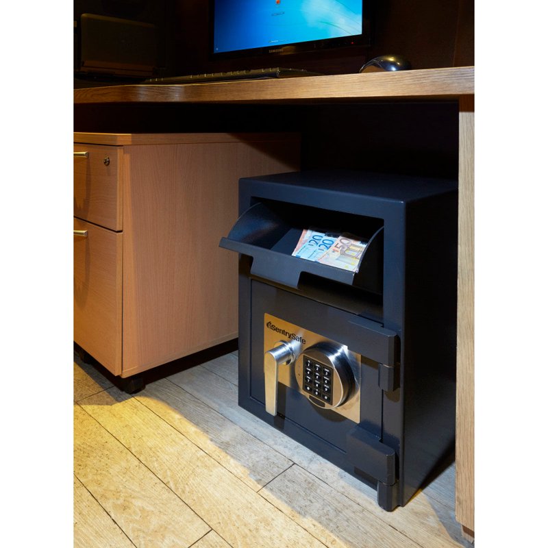 Large Digital Depository Safe 0.94 Cu Ft Black Secure Cash & Document Storage