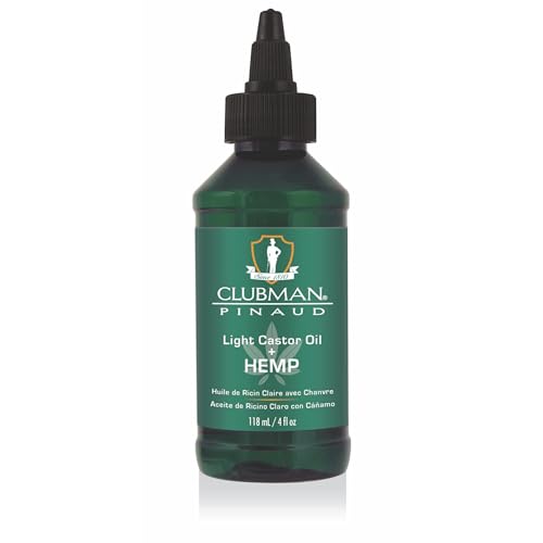 Clubman Pinaud Light Castor Oil + Hemp, Boosts Thickness, Quench Dryness, Promotes Stronger and Shinier Hair, 4 Fl Oz