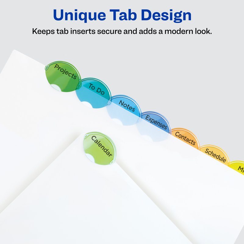 Plastic Divider Set with Big Oval Tabs for Organization, 8-Tab, Color