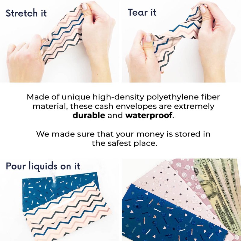 Cash Envelope Budget System Set with Water-Resistant Envelopes, Pouch & Tracking Sheets