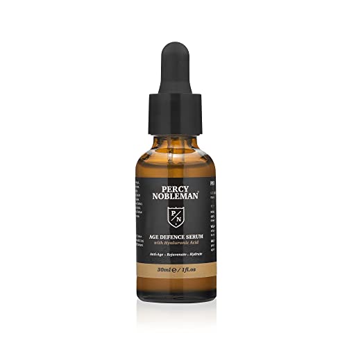 Percy Nobleman Age Defence Serum with Hyaluronic Acid, a face serum with a vitamin-rich formula to help tackle signs of ageing, 30ml