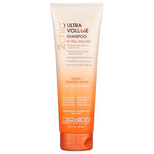 GIOVANNI 2chic Ultra-Volume Shampoo - Daily Volumizing Formula with Papaya & Tangerine Butter, Promotes Weightless Control for Fine Limp Thin Hair, No Parabens, Color Safe - 8.5 fl oz