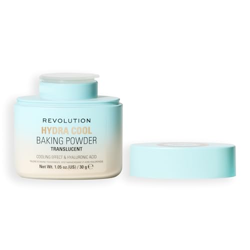 Revolution Beauty London, Hydra Cool Cooling Loose Baking Powder, Makeup Setting Powder for Hydrating Skin, Enriched with Hyaluronic Acid, Vegan & Cruelty-Free, 1.05 oz
