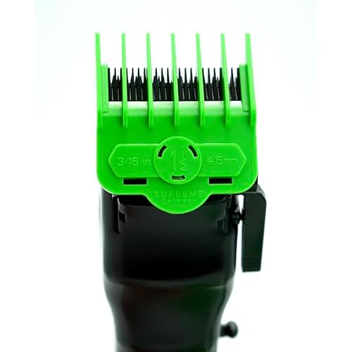 Supreme Trimmer Magnetic Guide Combs for Clippers | CMG100 Hair Clipper Guards, 10 Cutting Lengths | Acid Green