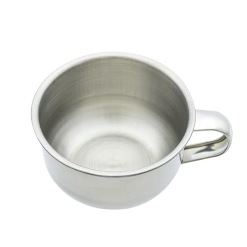 lasenersm 1 Piece Stainless Steel Shaving Soap Bowl with Handle Shaving Soap Mug Bowl Shaving Bowl Shaving Foam Bowl Shaving Cream Bowl For Men, 3.46 x 1.97 Inches, Silver