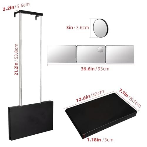 SELF FIND 3 Way Mirror for Hair Cutting, 360¡Æ Mirror for Haircuts for Men, Barber with Height Adjustable Telescoping Hooks for Makeup and Hair Styling