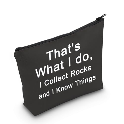 LEVLO Funny Geologist Gifts That's What I Do I Collect Rocks and I Know Things Makeup Bags Geology Rock Collector Bags (I Collect Rocks-black)