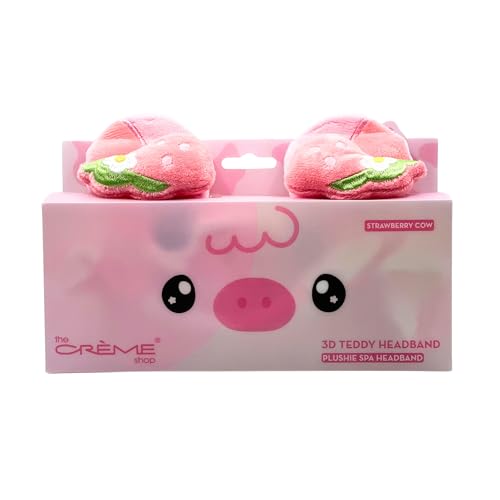 The Cr?me Shop 3D Teddy Headband, Spa Headband for Washing Face, Skincare Headbands, Headbands for Women (Strrawberry Cow)