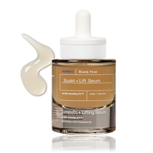 Korres Black Pine Sculpt & Lift Face Serum, Daily Facial Serum for Women & Men, Tightening & Hydrating for Fine Lines & Wrinkles, Supports Collagen & Elastin, 1.01 fl oz