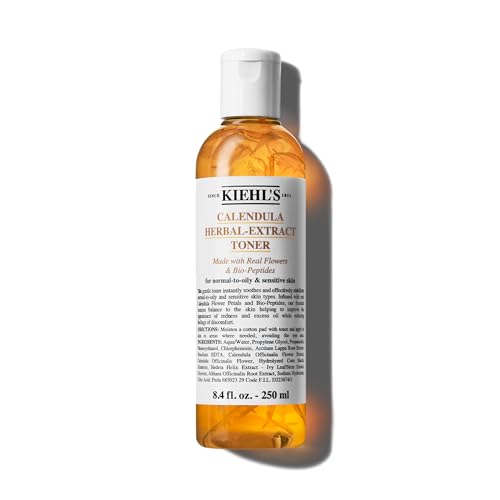 Kiehl's Calendula Herbal Extract Alcohol-Free Toner, Soothing Facial Toner for Normal to Oily Skin, Visibly Reduces Redness & Oil, Improves Skin Texture, Paraben-Free, Fragrance-Free, Non-acnegenic