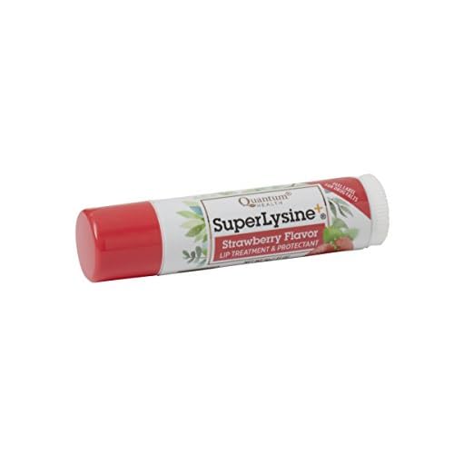 Quantum Health SuperLysine+ Lip Sunscreen Coldstick|Strawberry|Herbal Lip Balm|Soothes, Moisturizes, and Protects Lips from the Sun|SPF 21|0.17 Ounce Stick