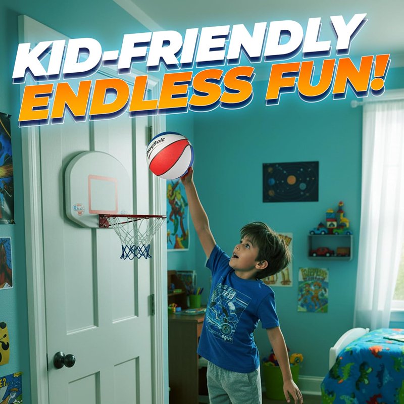 Mini Basketball Set 3 Pack - 7 Inch Youth Rubber Basketballs with Hand Pump for Indoor & Outdoor Play