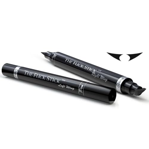 The Flick Stick Winged Eyeliner Stamp For Quick and Easy Cat Eye Makeup, SmudgeProof & Waterpoof Eye Liner Cat Eye Stencil Makeup Tool, Wingliner, Liquid Pens (Triple Pack Combo, Midnight Black)