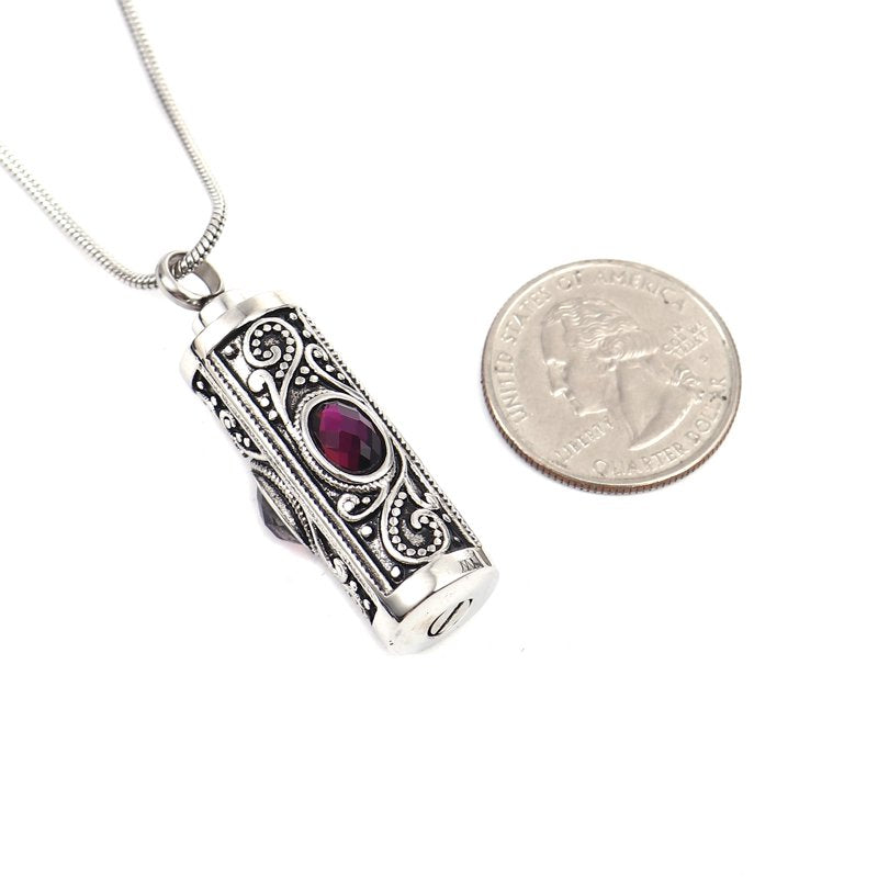 Women's Cremation Necklace with Rhinestones Stainless Steel Keepsake Pendant