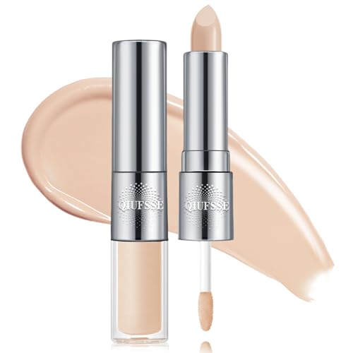 Under Eye Concealer Stick,Full Coverage Concealer for Older Women,Teenagers,Middle-aged,Dual formula (liquid tip & balm stick),Long-lasting Wear,Tattoo Cover Up Makeup£¨01 Natural£©